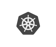 Kubernetes container orchestration black and white logo